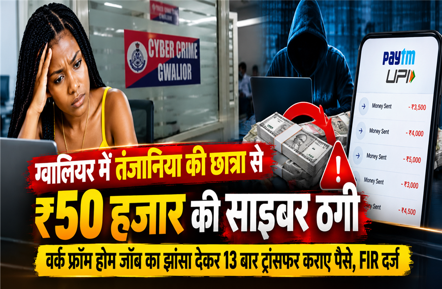 Gwalior Cyber Fraud: तंजानिया की 22 वर्षीय छात्रा से ₹50 हजार की ऑनलाइन ठगी, वर्क फ्रॉम होम नौकरी के नाम पर बनाया शिकार